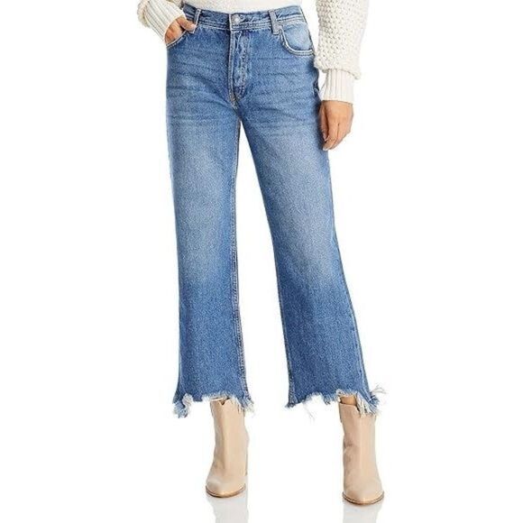 Free People Maggie Mid-Rise Straight Leg Bondi Blue size 27 cropped new - Picture 2 of 7